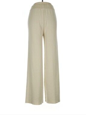 Cream Wide-Leg Knit Pants Katch Me One Size Tan Flare
